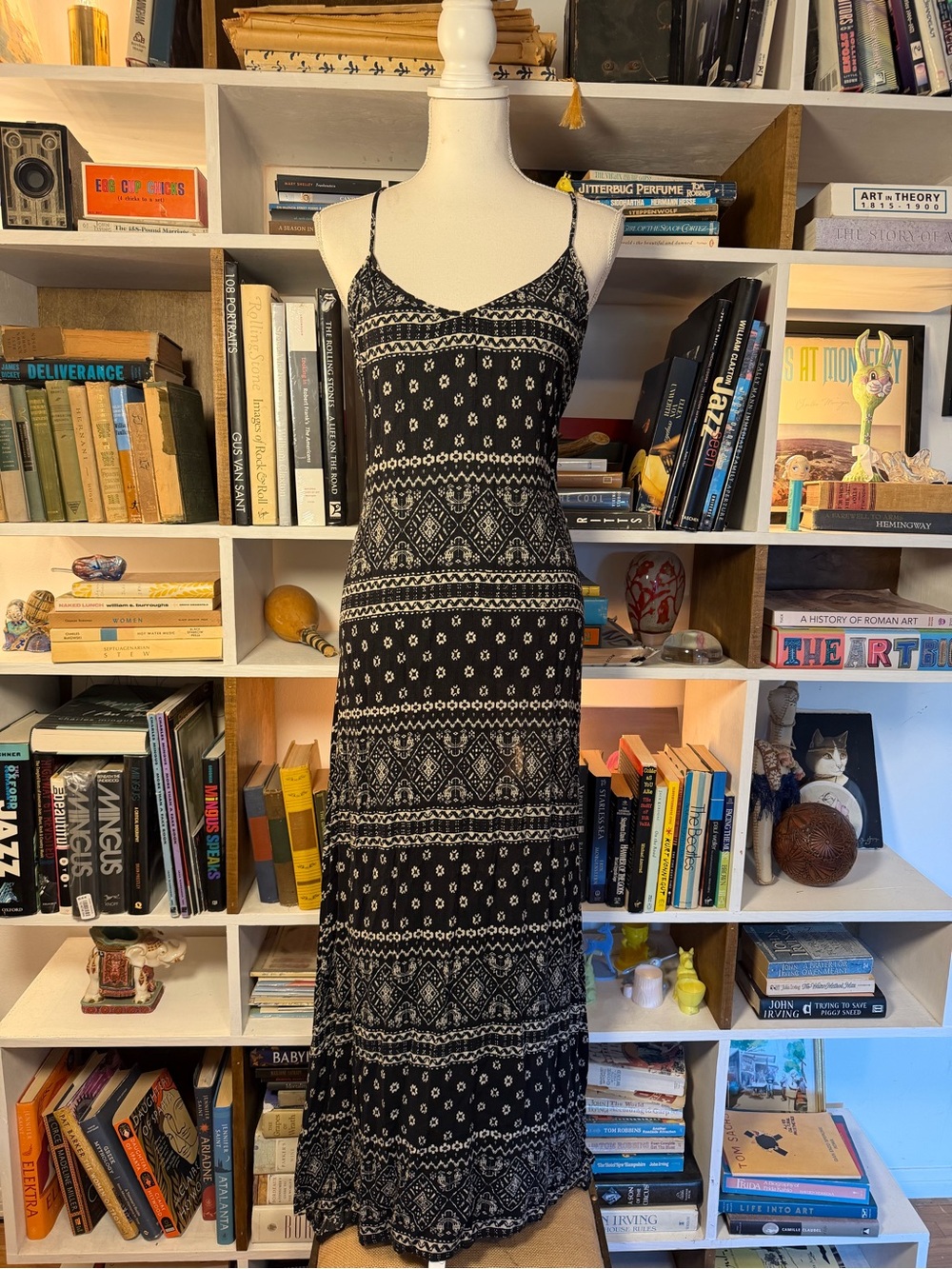 Black and White Patterned Maxi Slip Dress